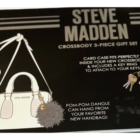 Steve Madden Pink Mini Crossbody Bag with Pom-Pom Dangle Purse - Picture 3 of 3